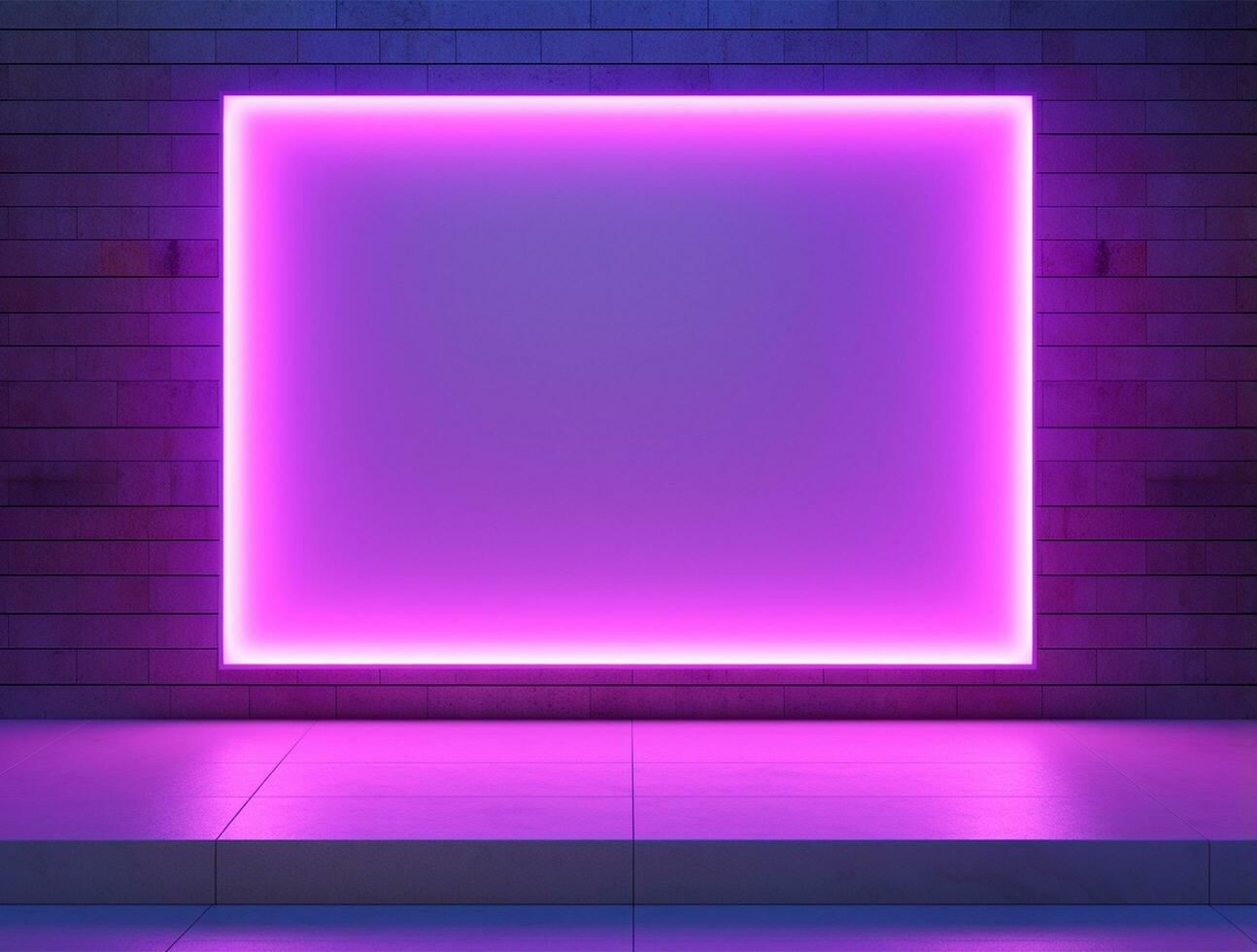 Clean simple neon light 3d base for logo mockup background Ai generated photo