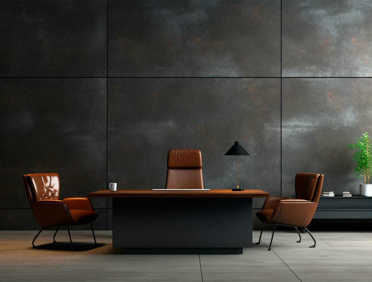 Empty modern interior dark wall background front view Ai generated photo