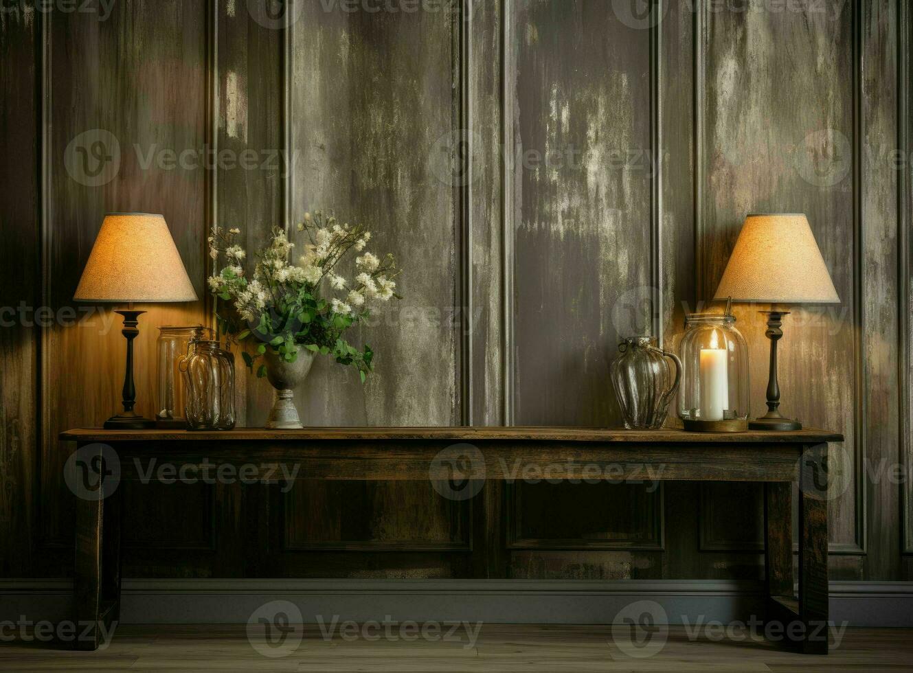 empty white living room with an open door and white wooden floor, AI Generative photo