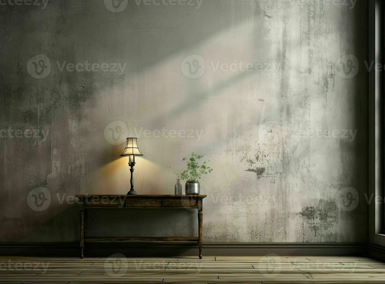 empty white living room with an open door and white wooden floor, AI Generative photo