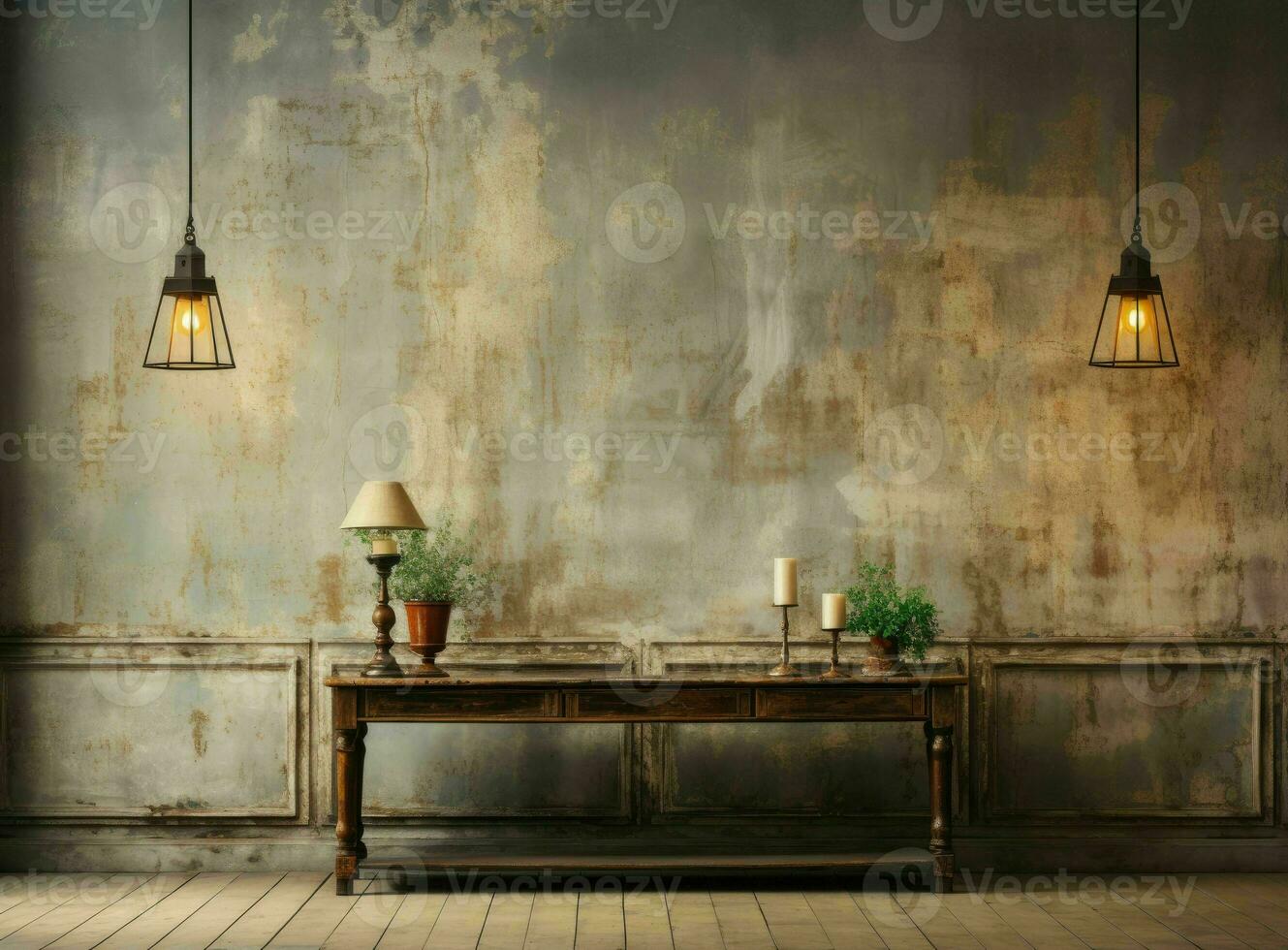 empty white living room with an open door and white wooden floor, AI Generative photo