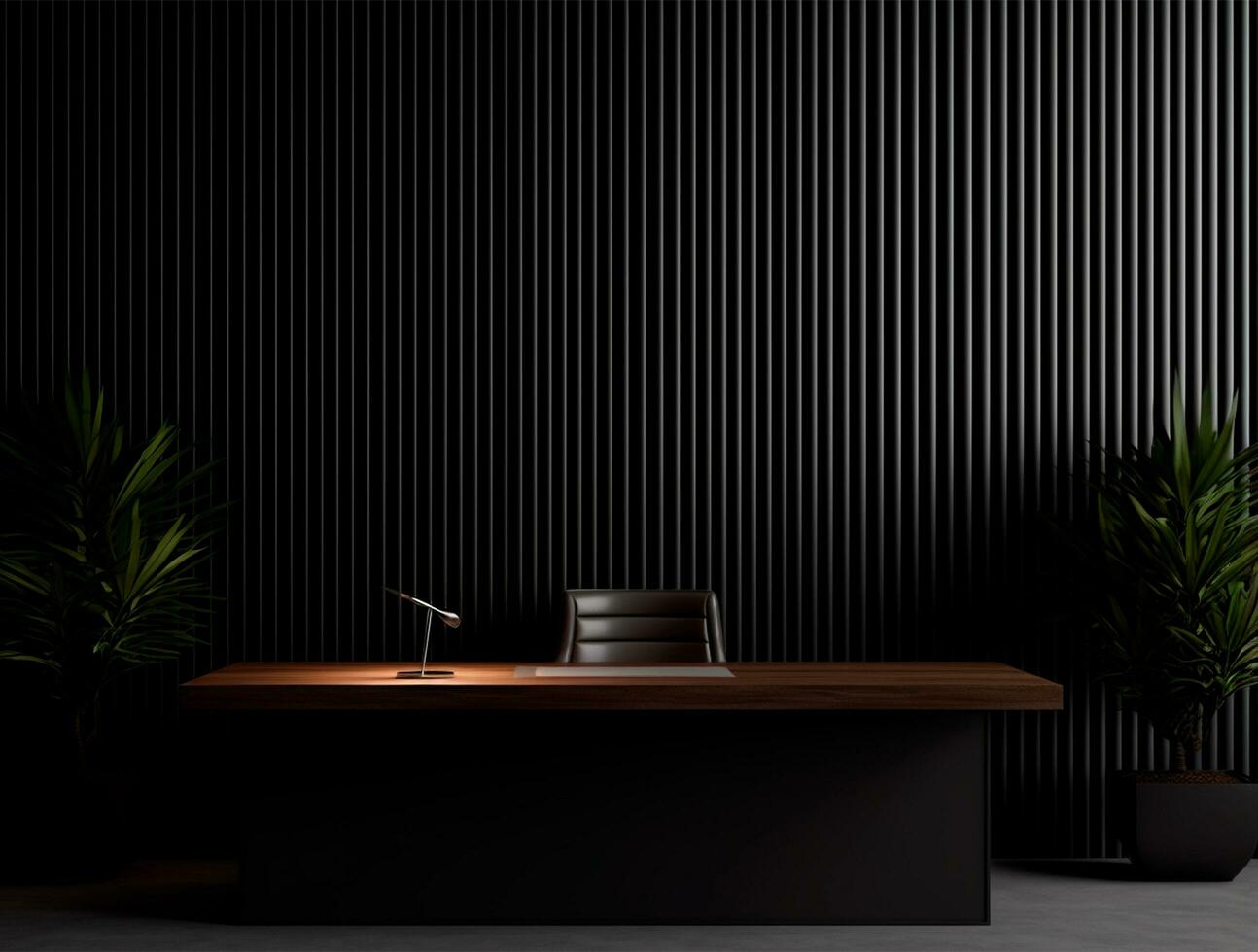Empty modern interior dark wall background front view Ai generated photo