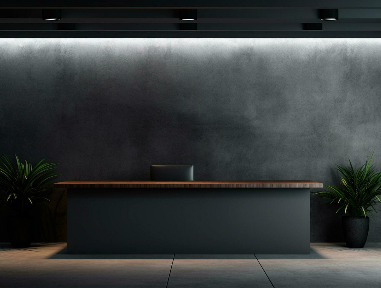 Empty modern interior dark wall background front view Ai generated photo