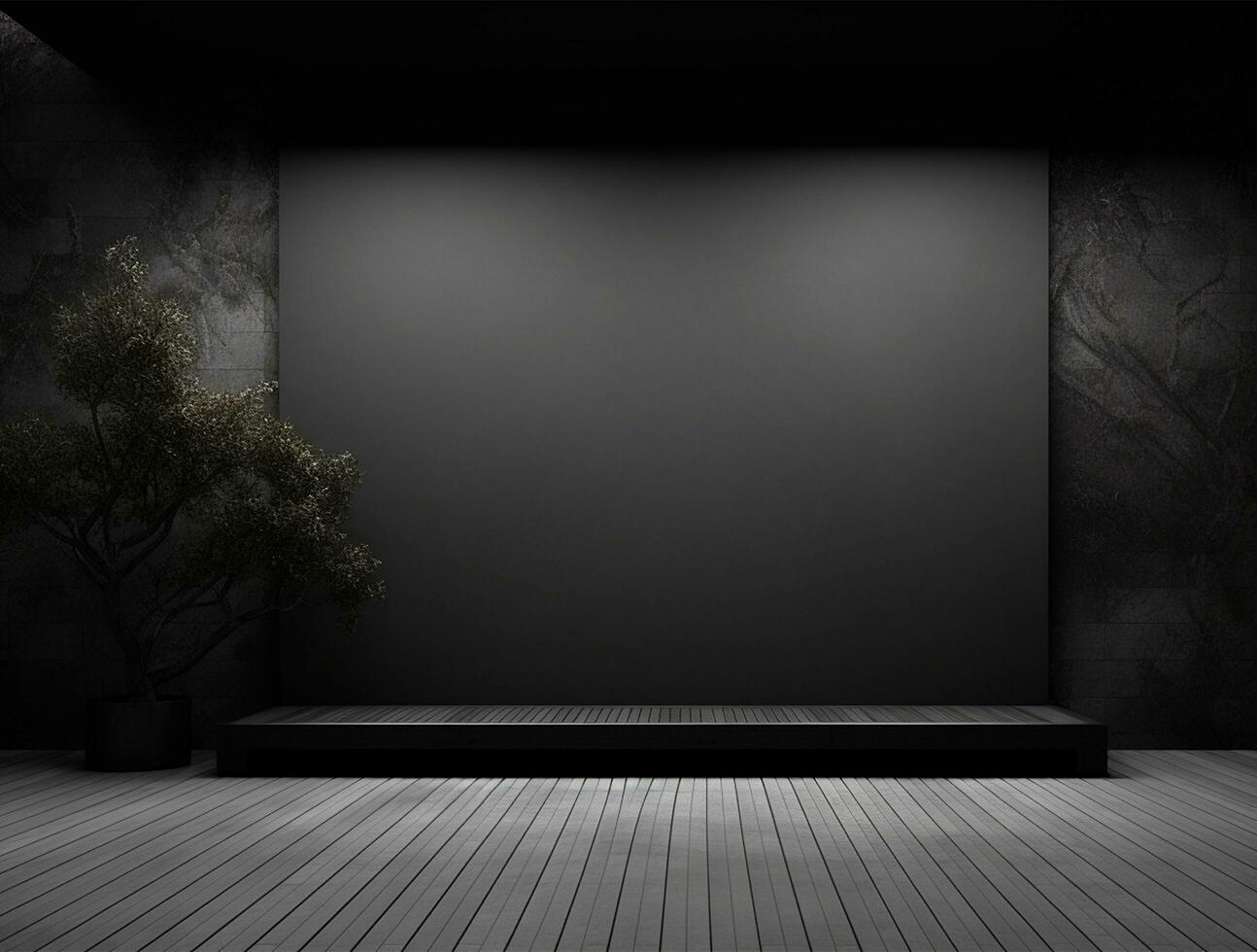 Empty modern interior dark wall background front view Ai generated photo