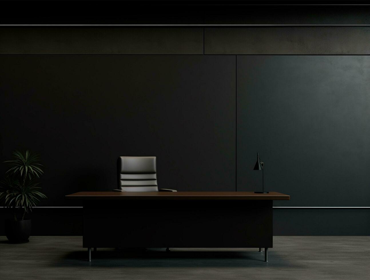 Empty modern interior dark wall background front view Ai generated photo