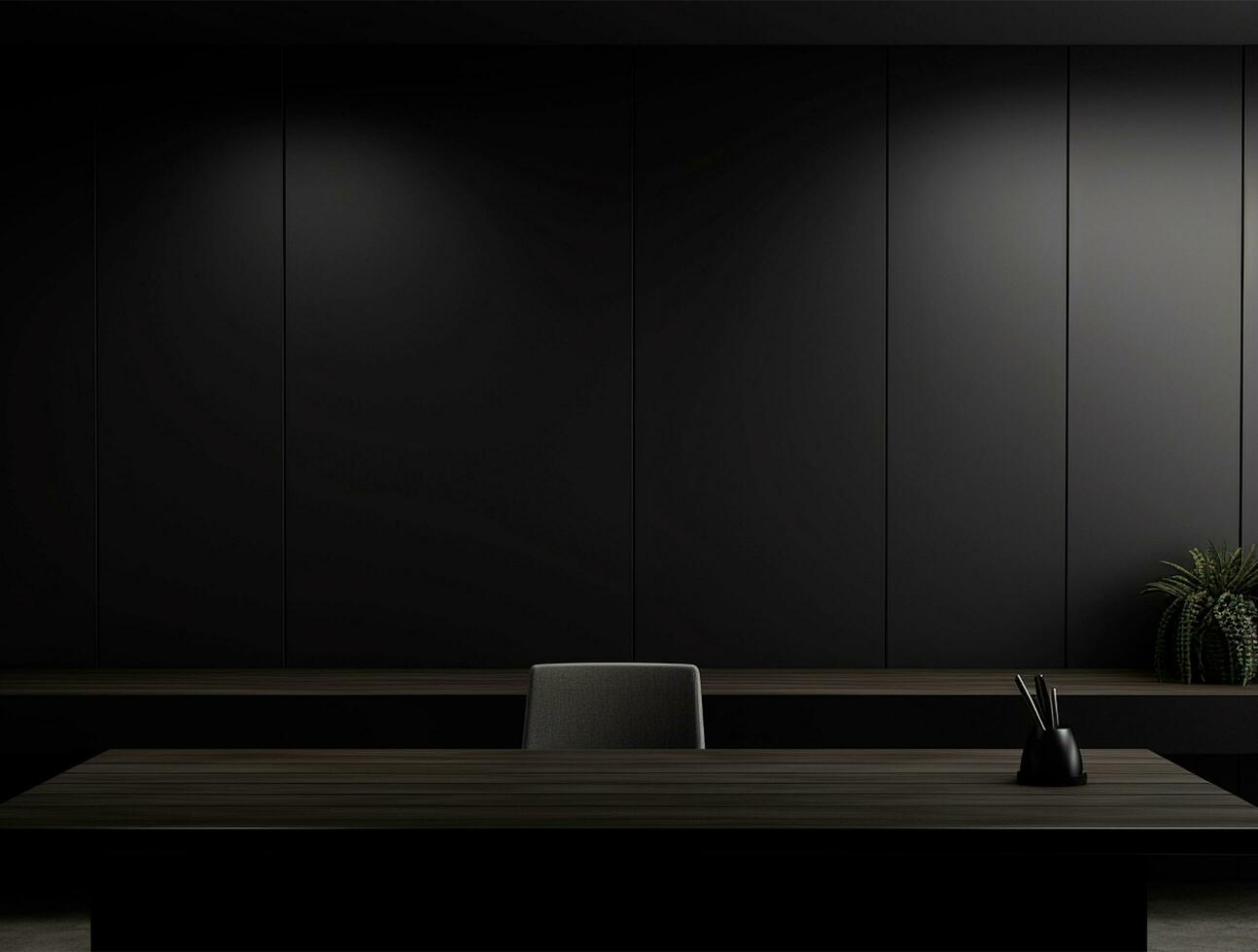 Empty modern interior dark wall background front view Ai generated photo