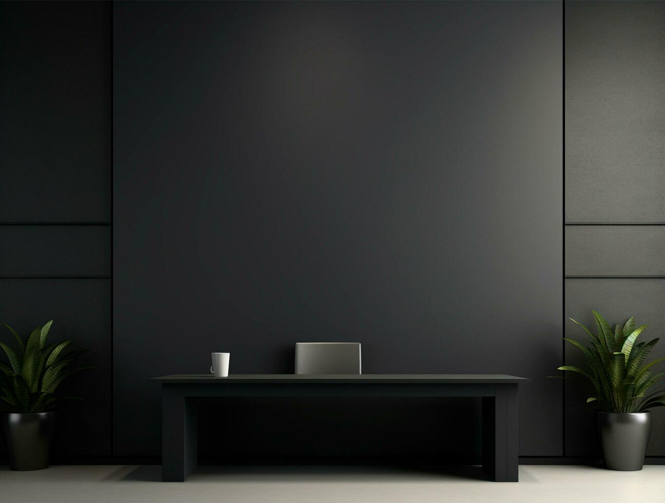 Empty modern interior dark wall background front view Ai generated photo