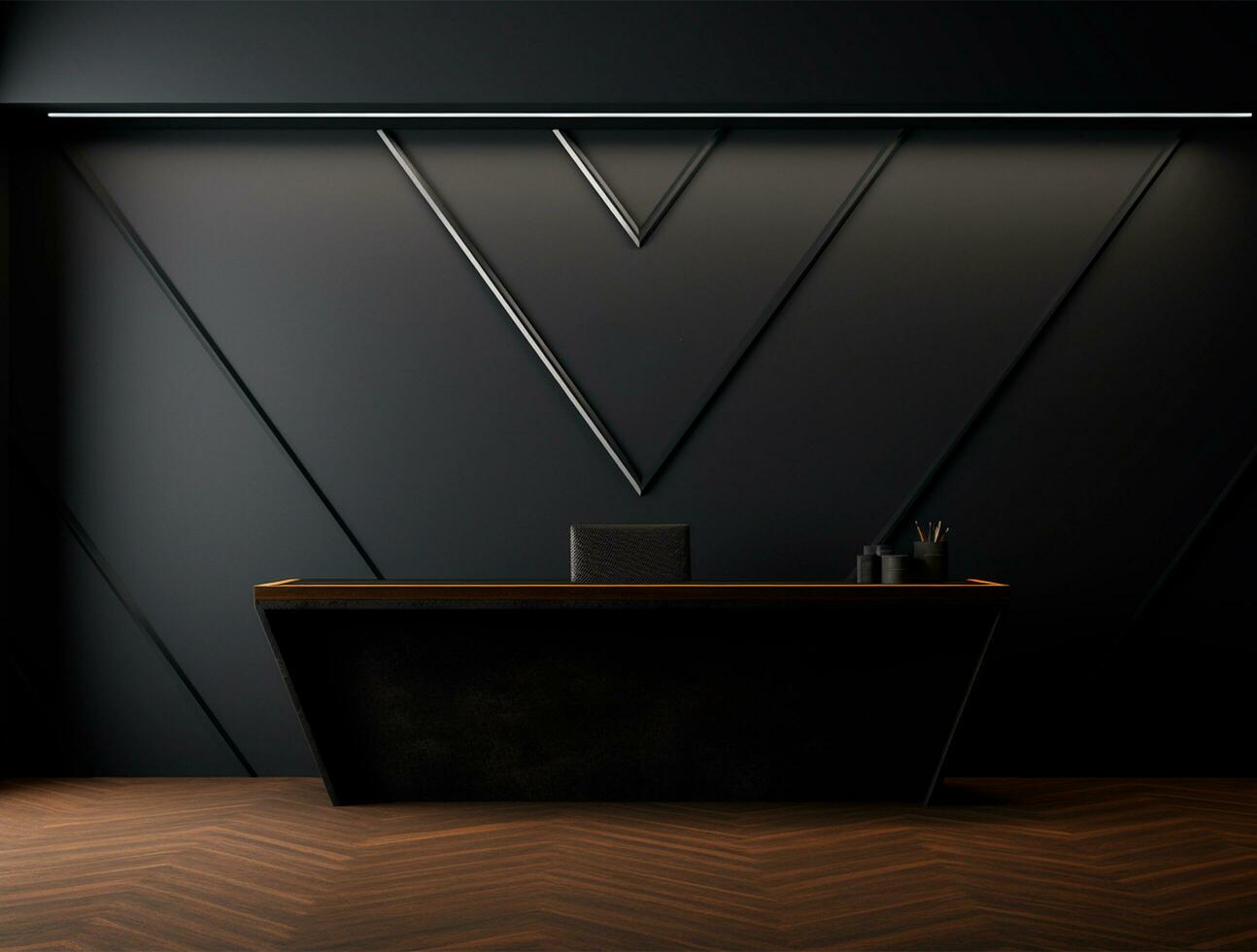 Empty modern interior dark wall background front view Ai generated photo