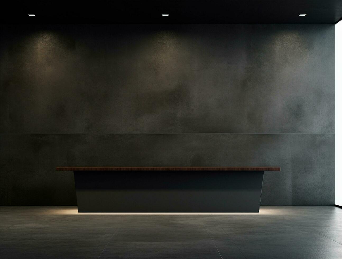 Empty modern interior dark wall background front view Ai generated photo