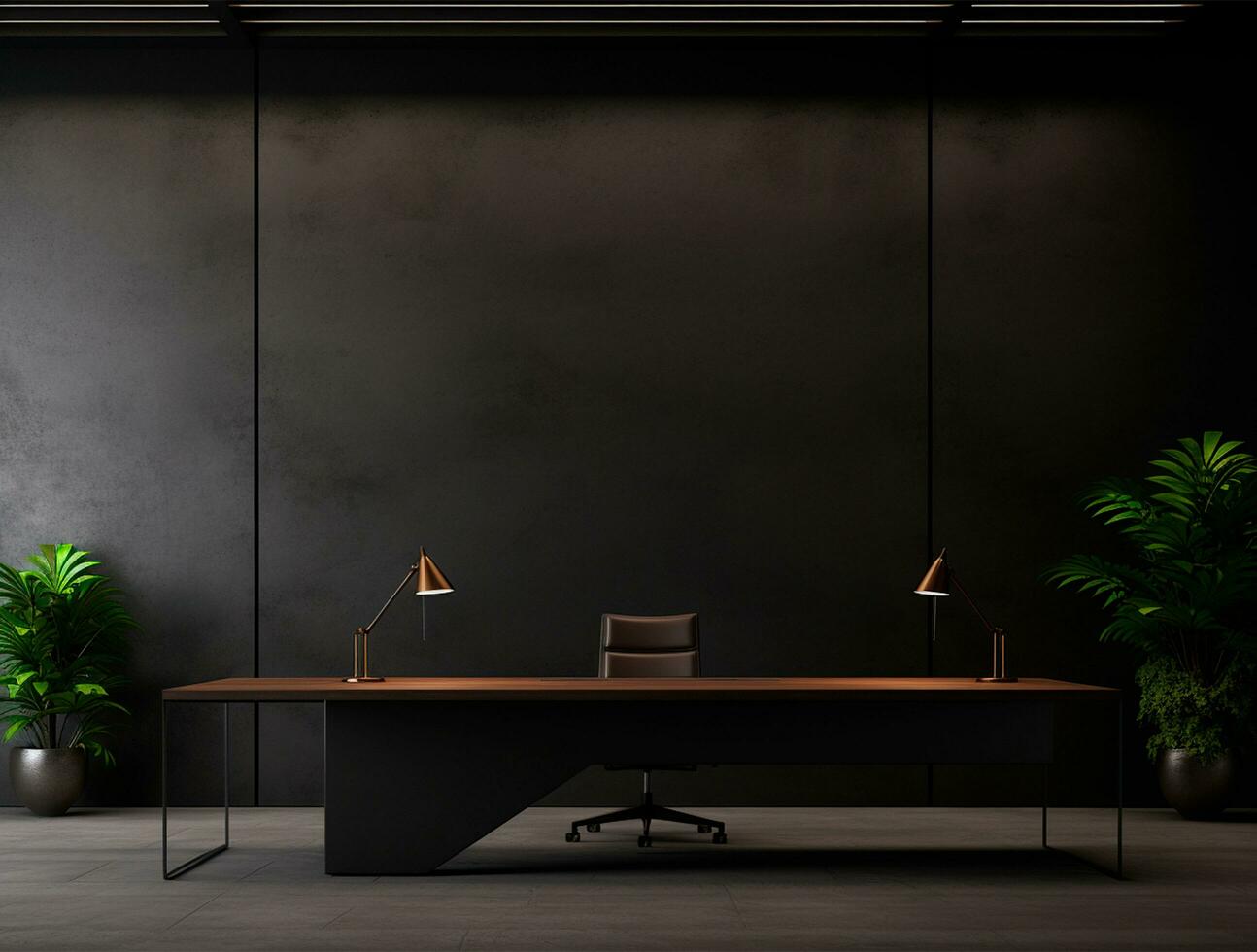 Empty modern interior dark wall background front view Ai generated photo