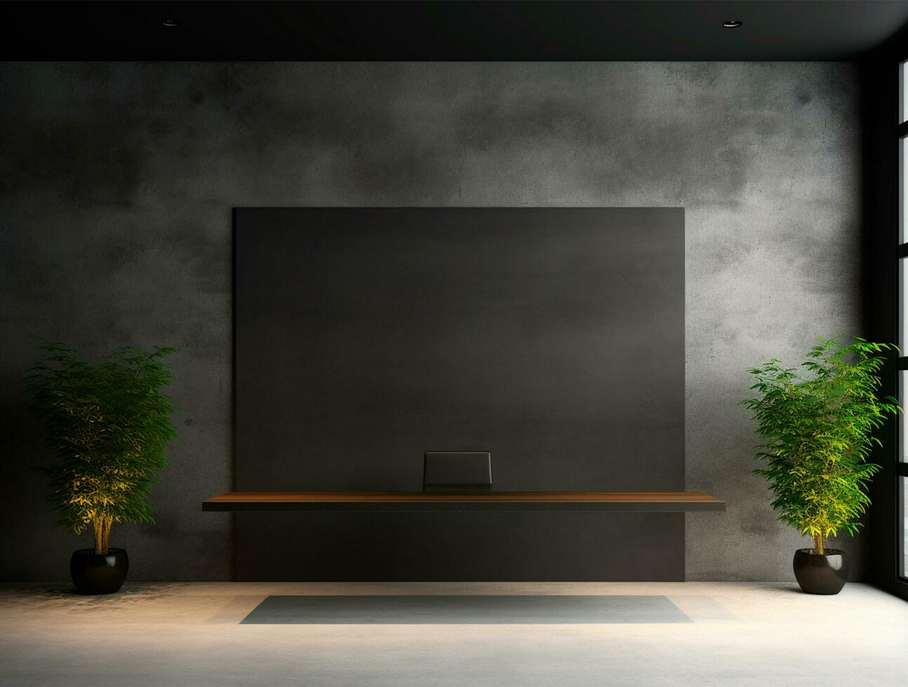 Empty modern interior dark wall background front view Ai generated photo