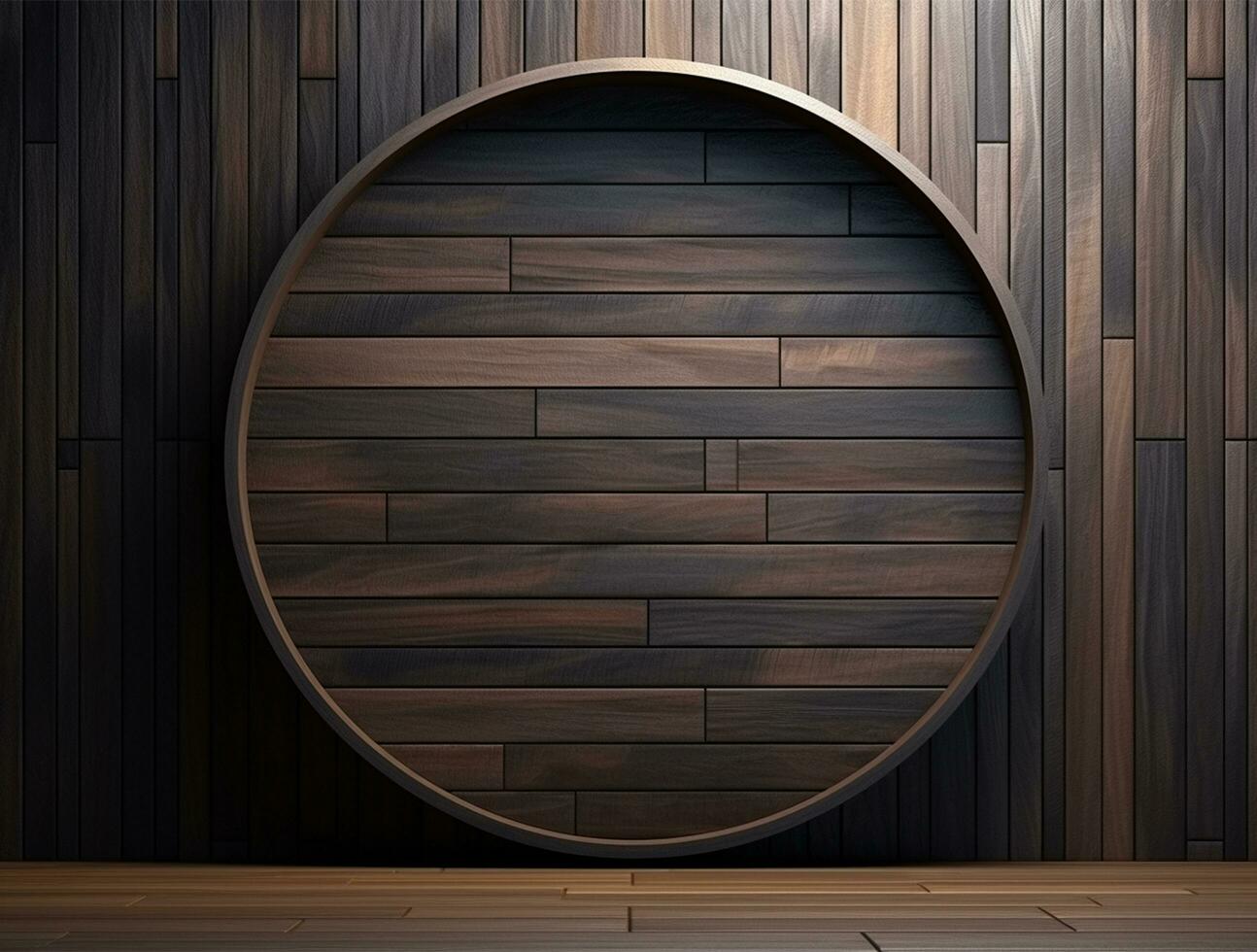 Empty modern interior wooden wall background front view Ai generated photo