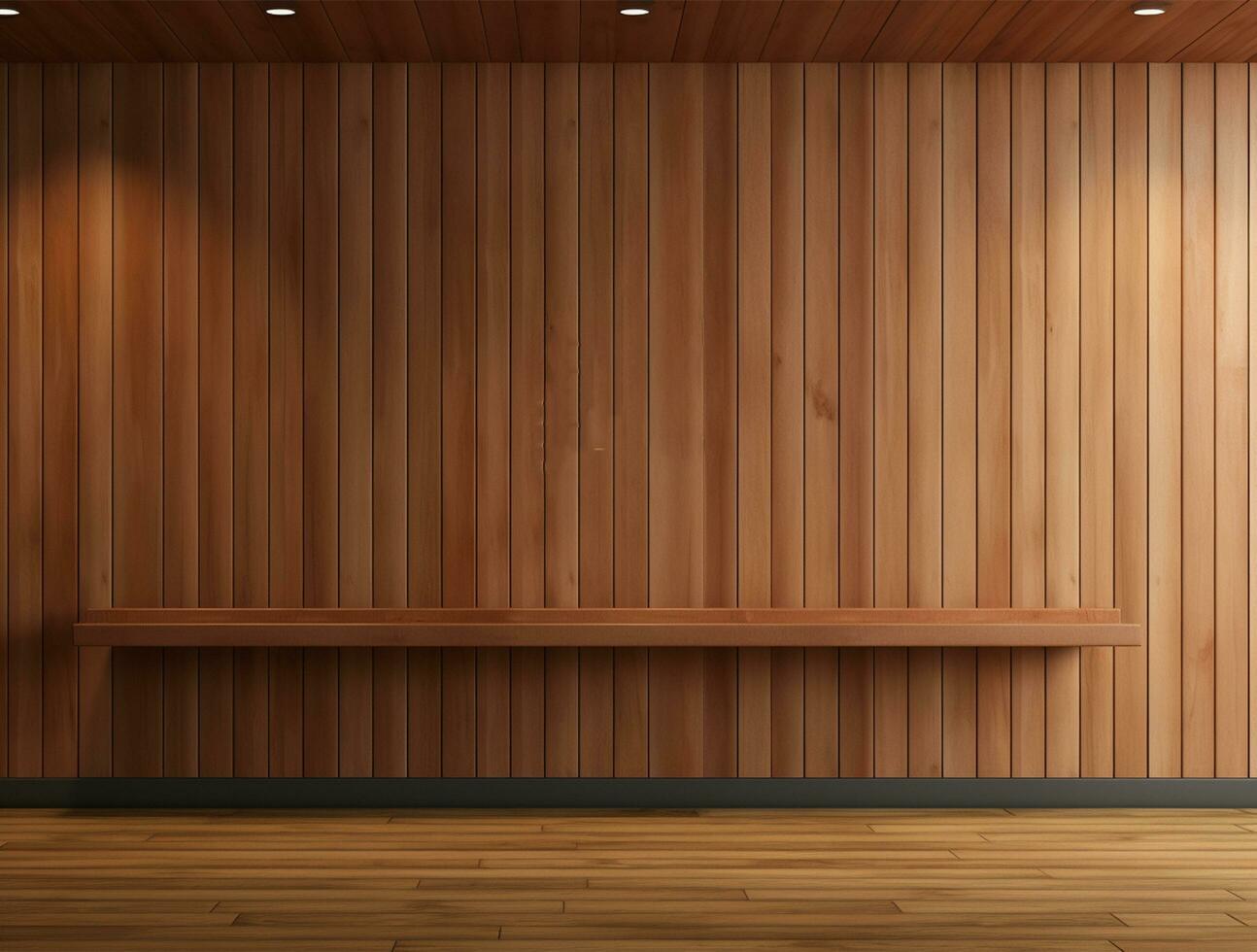 Empty modern interior wooden wall background front view Ai generated photo