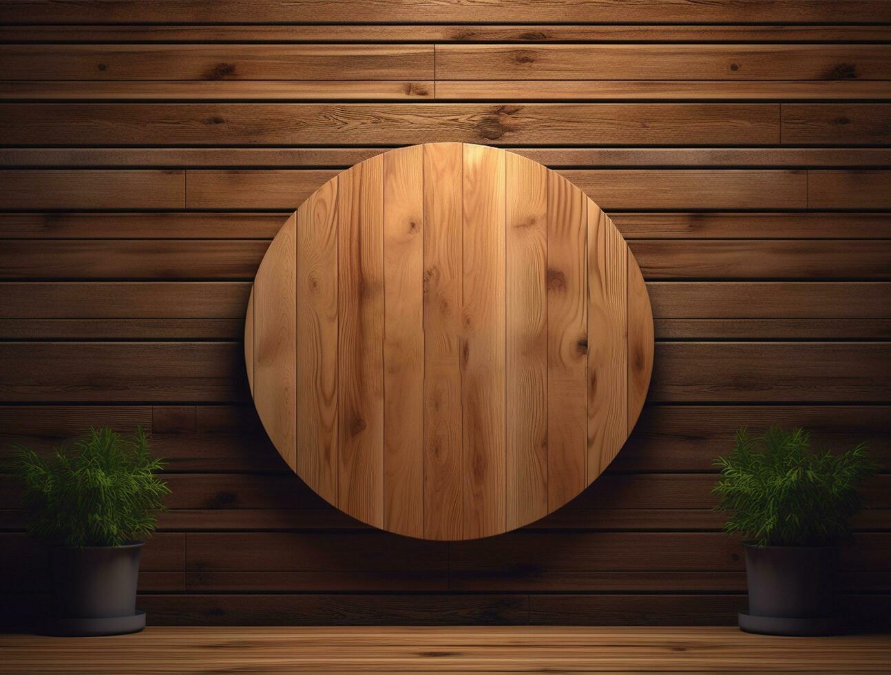 Empty modern interior wooden wall background front view Ai generated photo