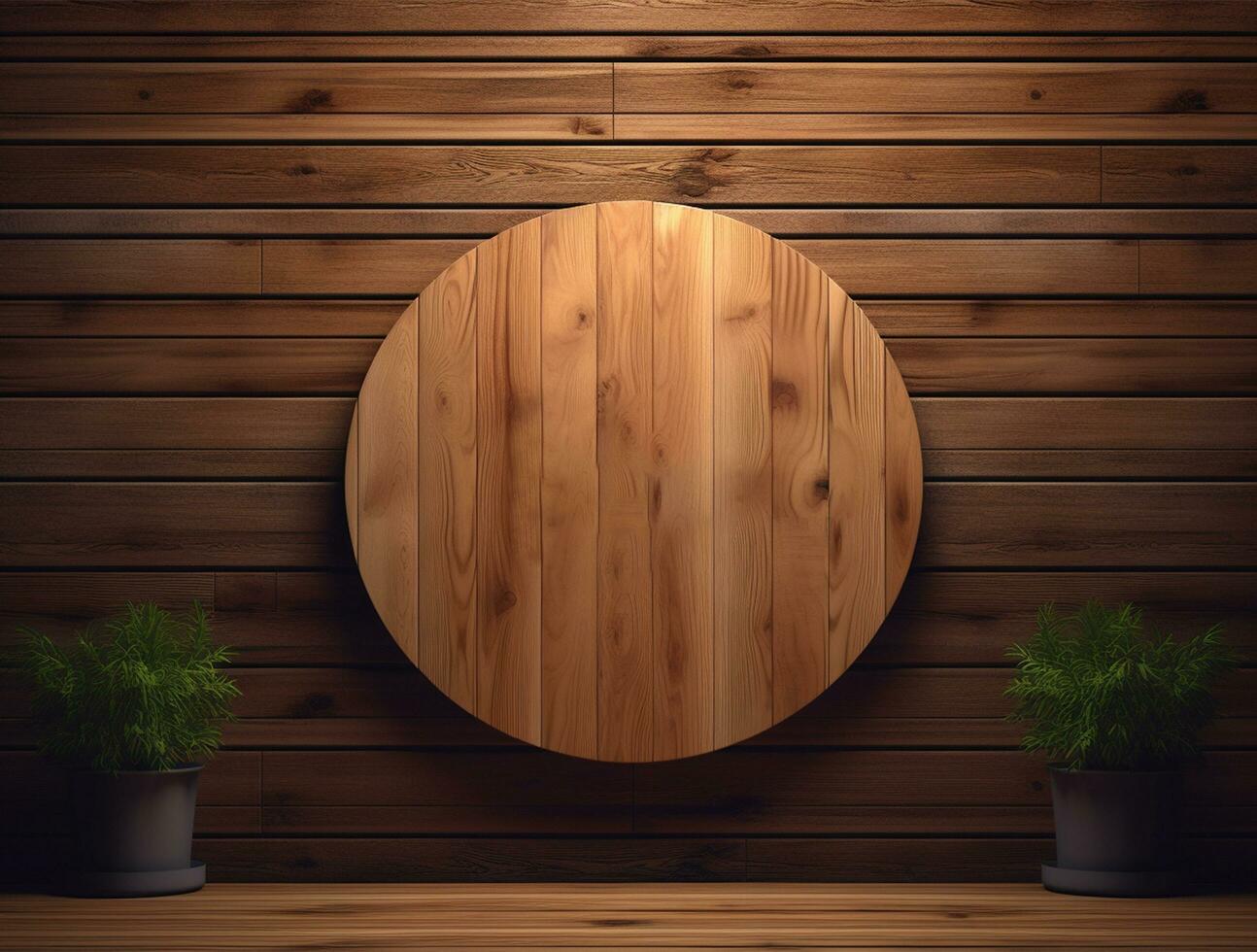 Empty modern interior wooden wall background front view Ai generated photo