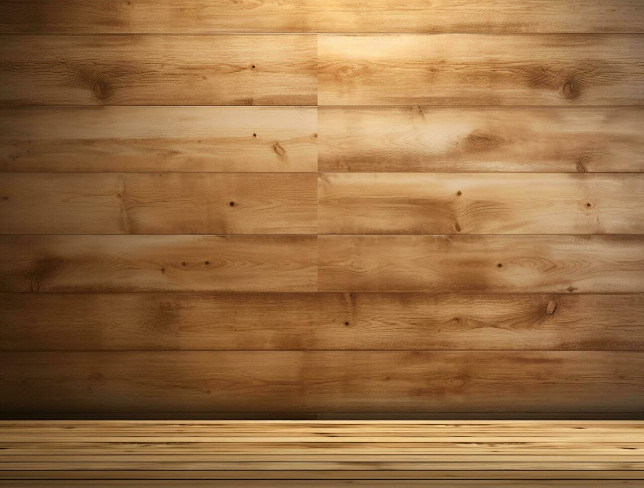 Empty modern interior wooden wall background front view Ai generated photo