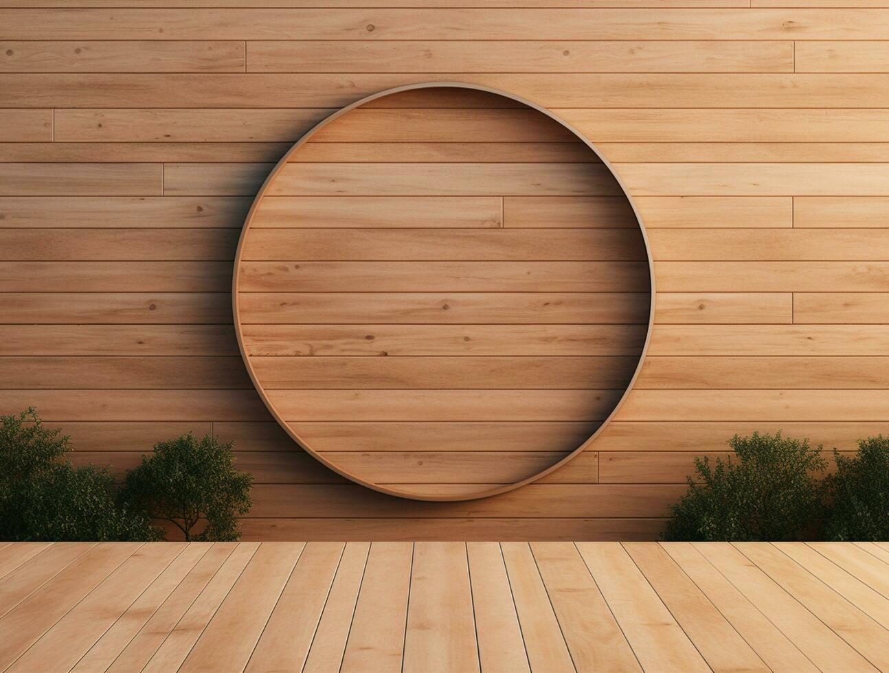 Empty modern interior wooden wall background front view Ai generated photo