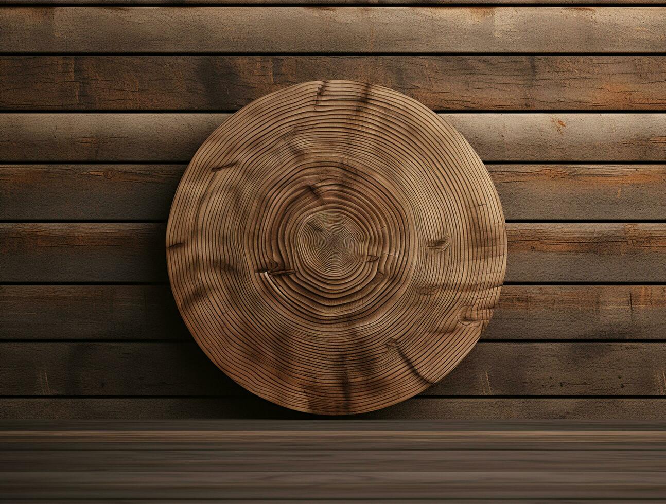 Empty modern interior wooden wall background front view Ai generated photo