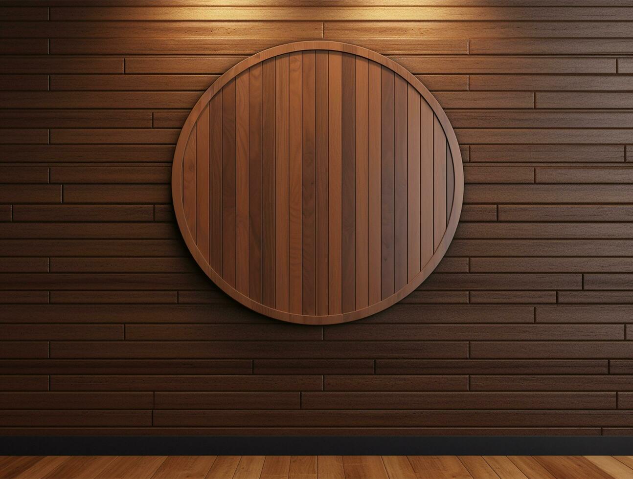 Empty modern interior wooden wall background front view Ai generated photo