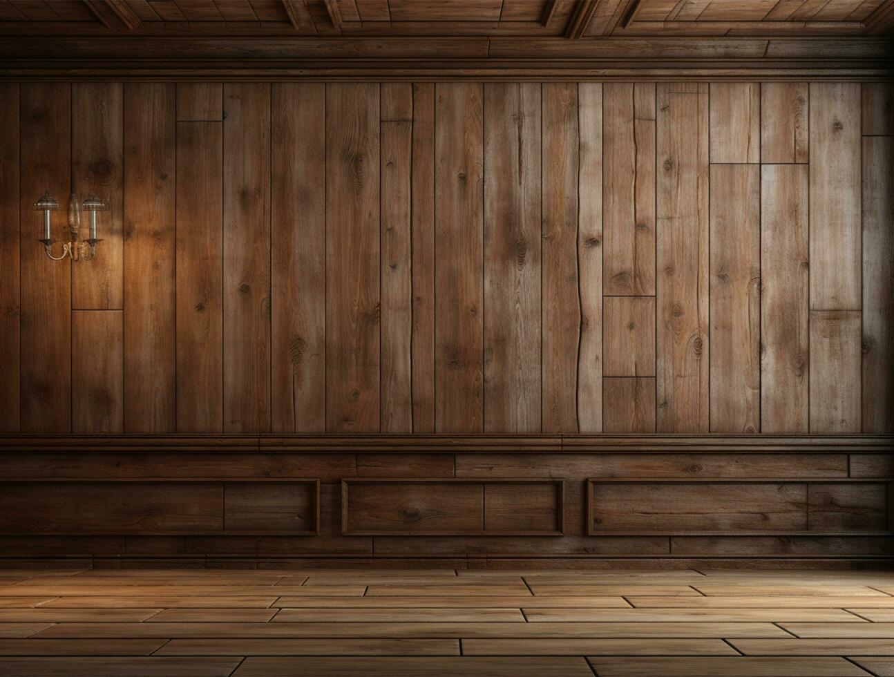 Empty modern interior wooden wall background front view Ai generated photo