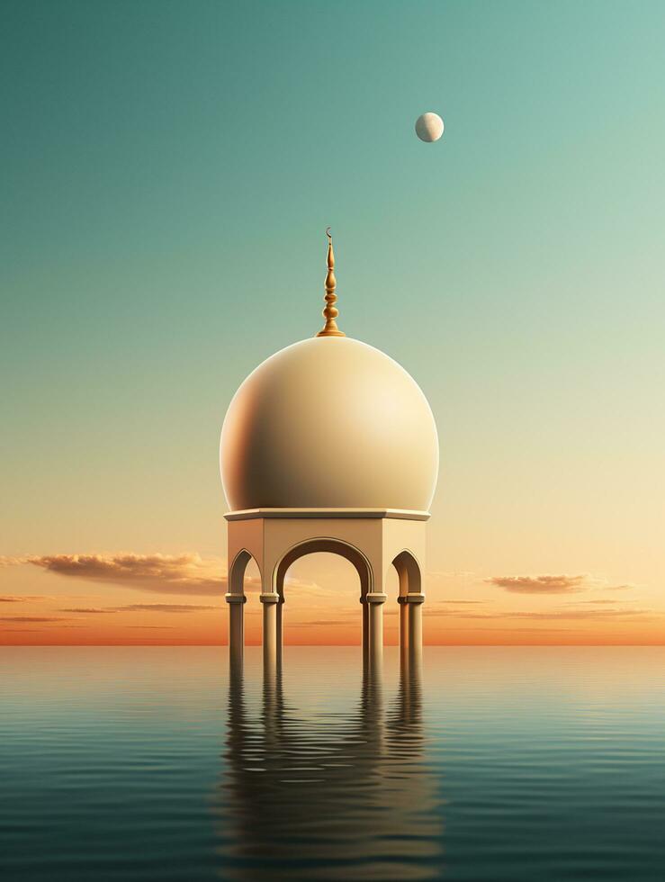 Islamic eid mubarak greeting card with islamic background ai generated photo
