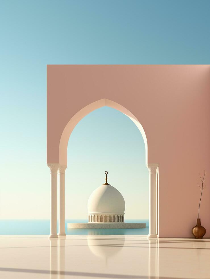 Islamic eid mubarak greeting card with islamic background ai generated photo