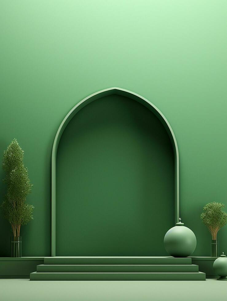 Islamic ramadan greeting card design with islamic background composition Ai generated photo