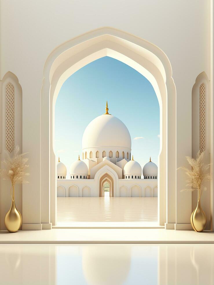 Islamic ramadan greeting card design with islamic background composition Ai generated photo