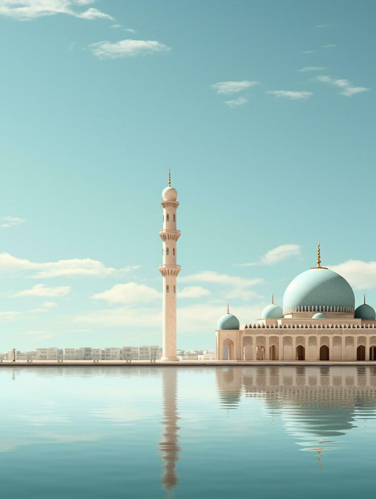 Islamic ramadan greeting card design with islamic background composition Ai generated photo