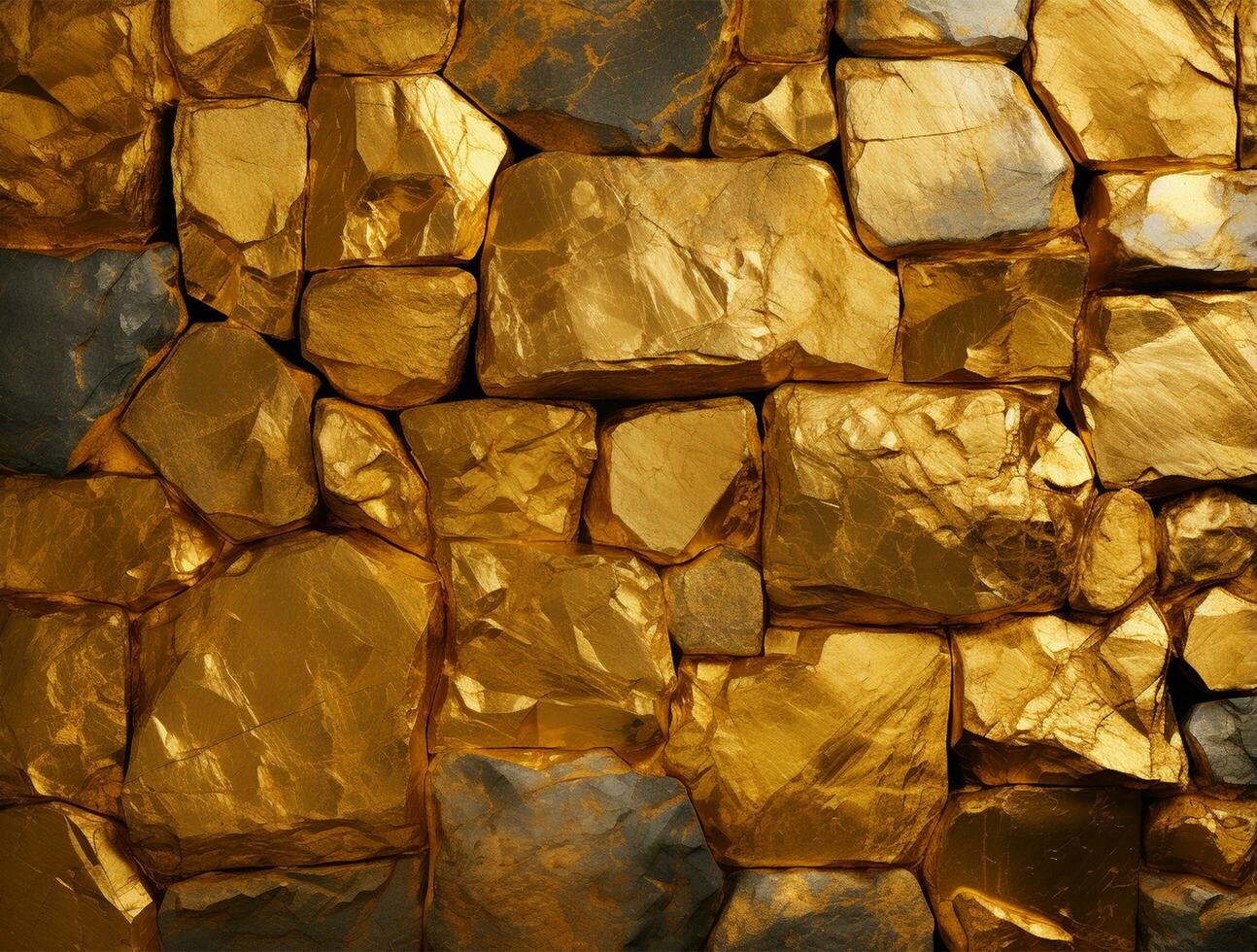 Golden texture wall background front view Ai generated photo