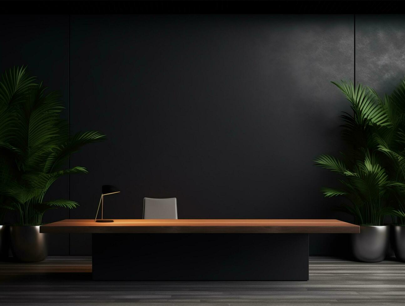 Empty modern interior dark wall background front view Ai generated photo