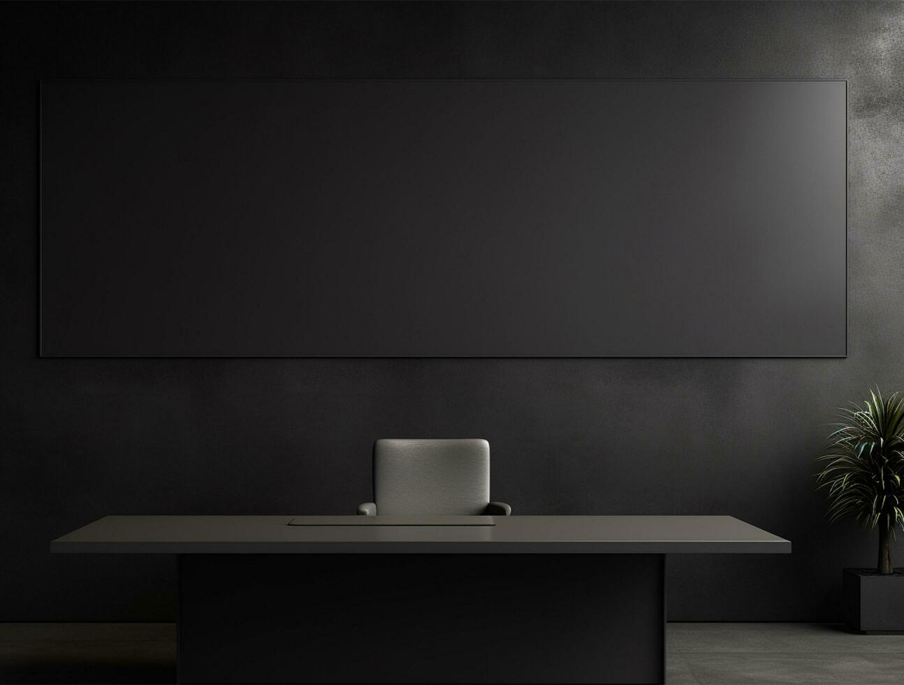 Empty modern interior dark wall background front view Ai generated photo