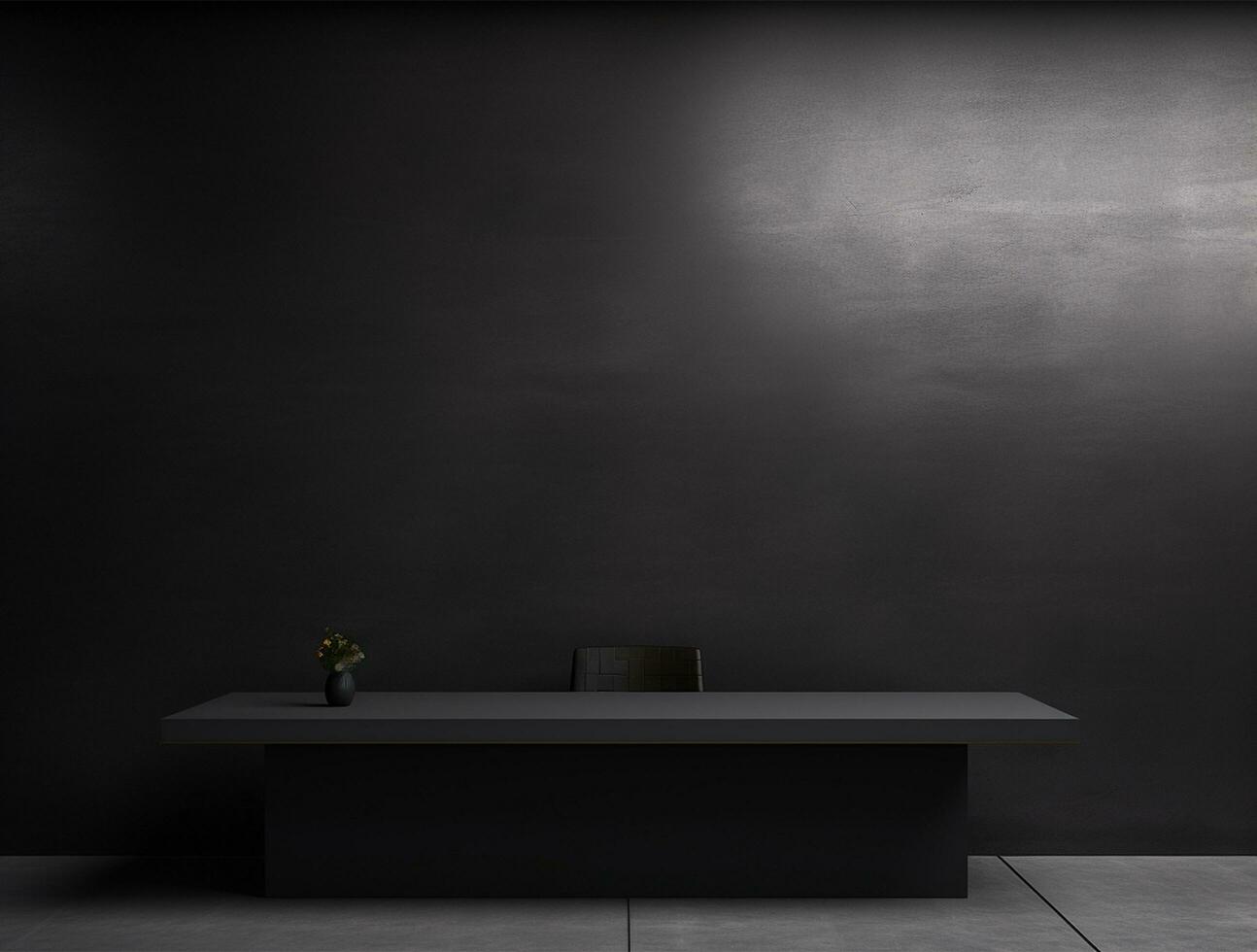 Empty modern interior dark office wall background front view Ai generated photo