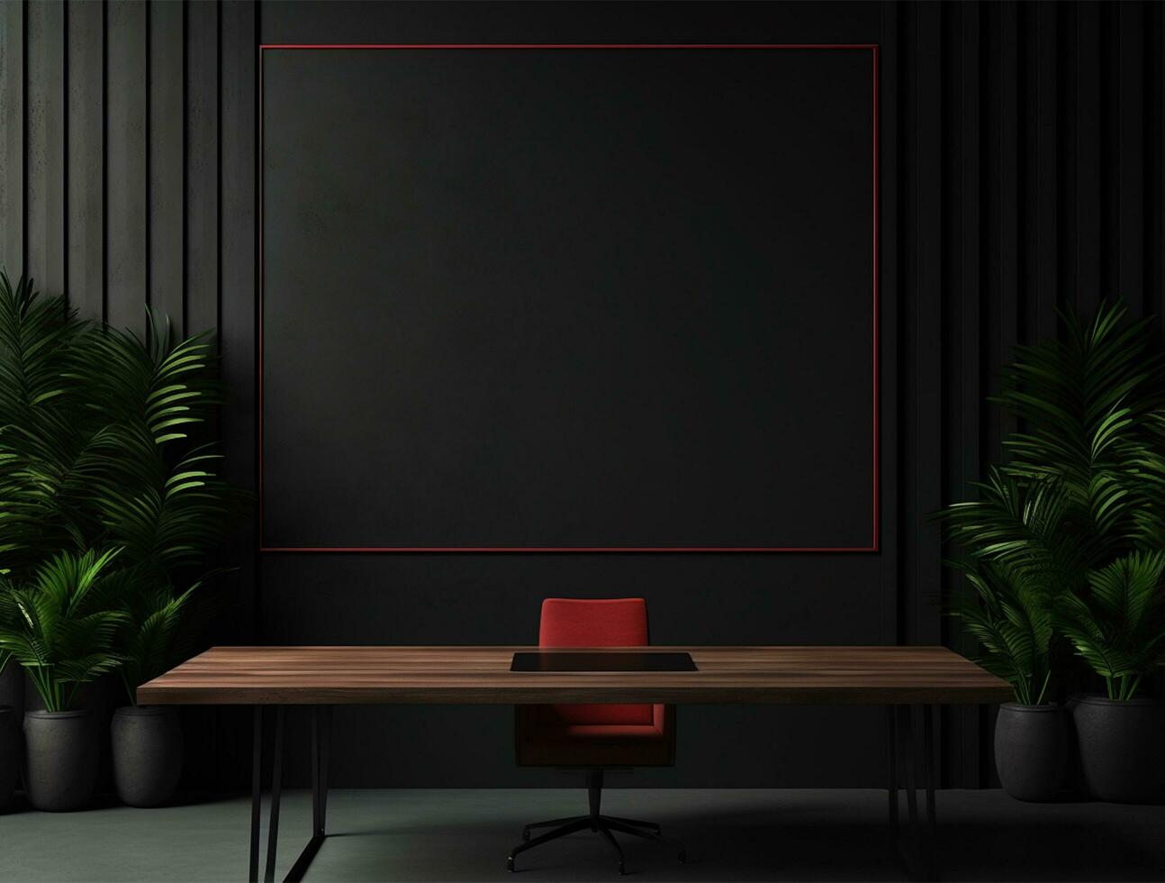 Empty modern interior dark office wall background front view Ai generated photo