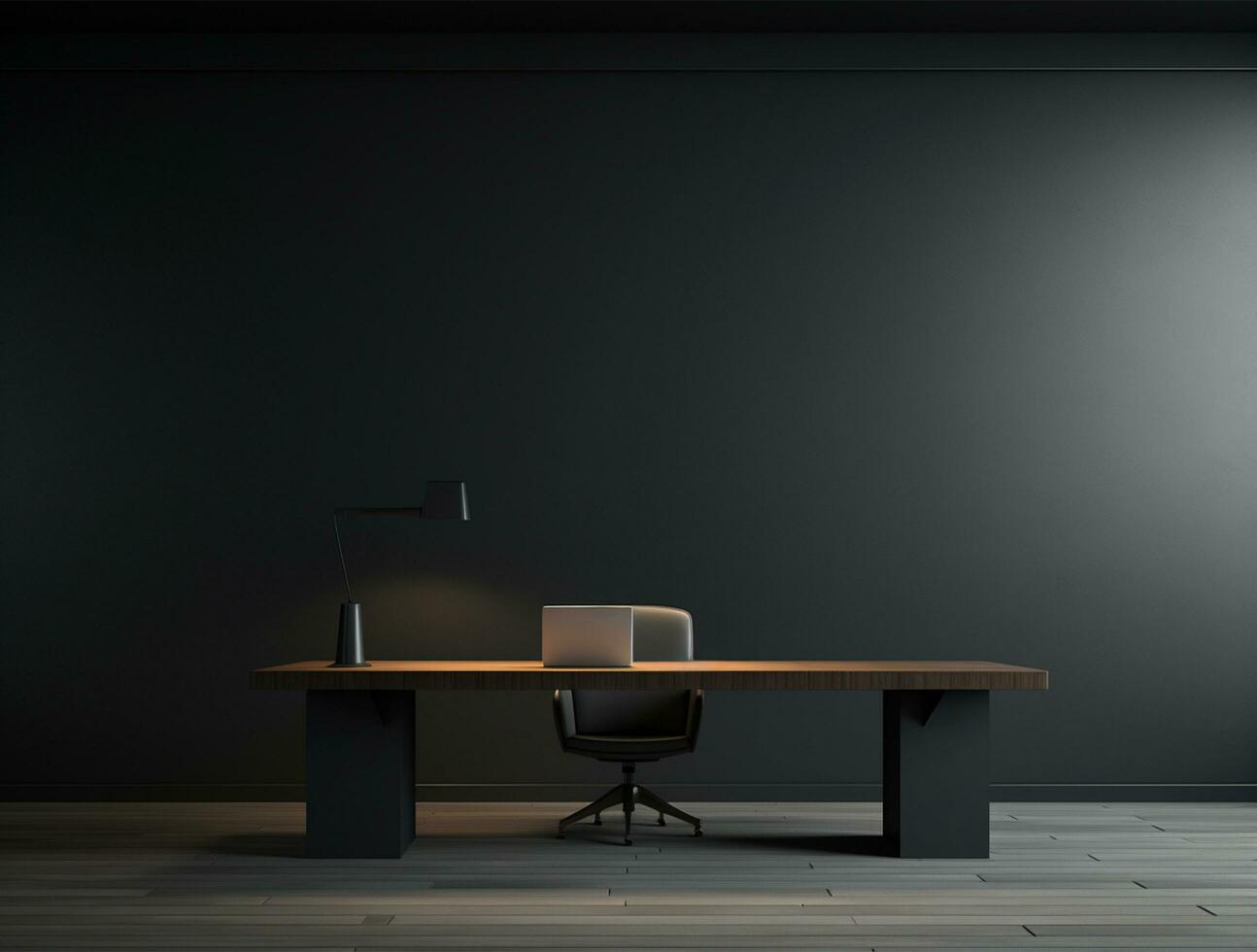 Empty modern interior dark office wall background front view Ai generated photo