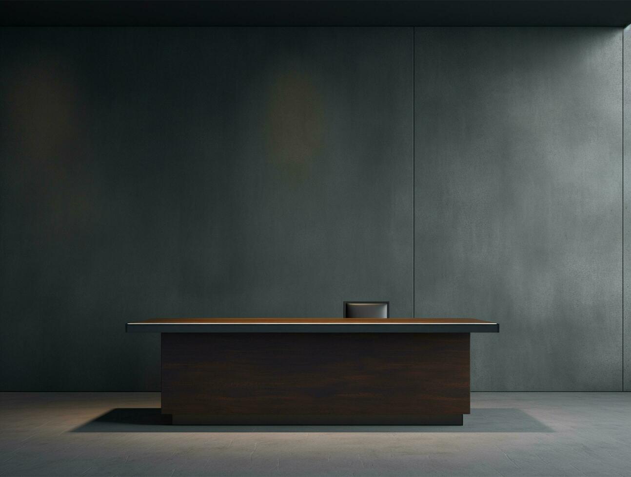 Empty modern interior dark office wall background front view Ai generated photo