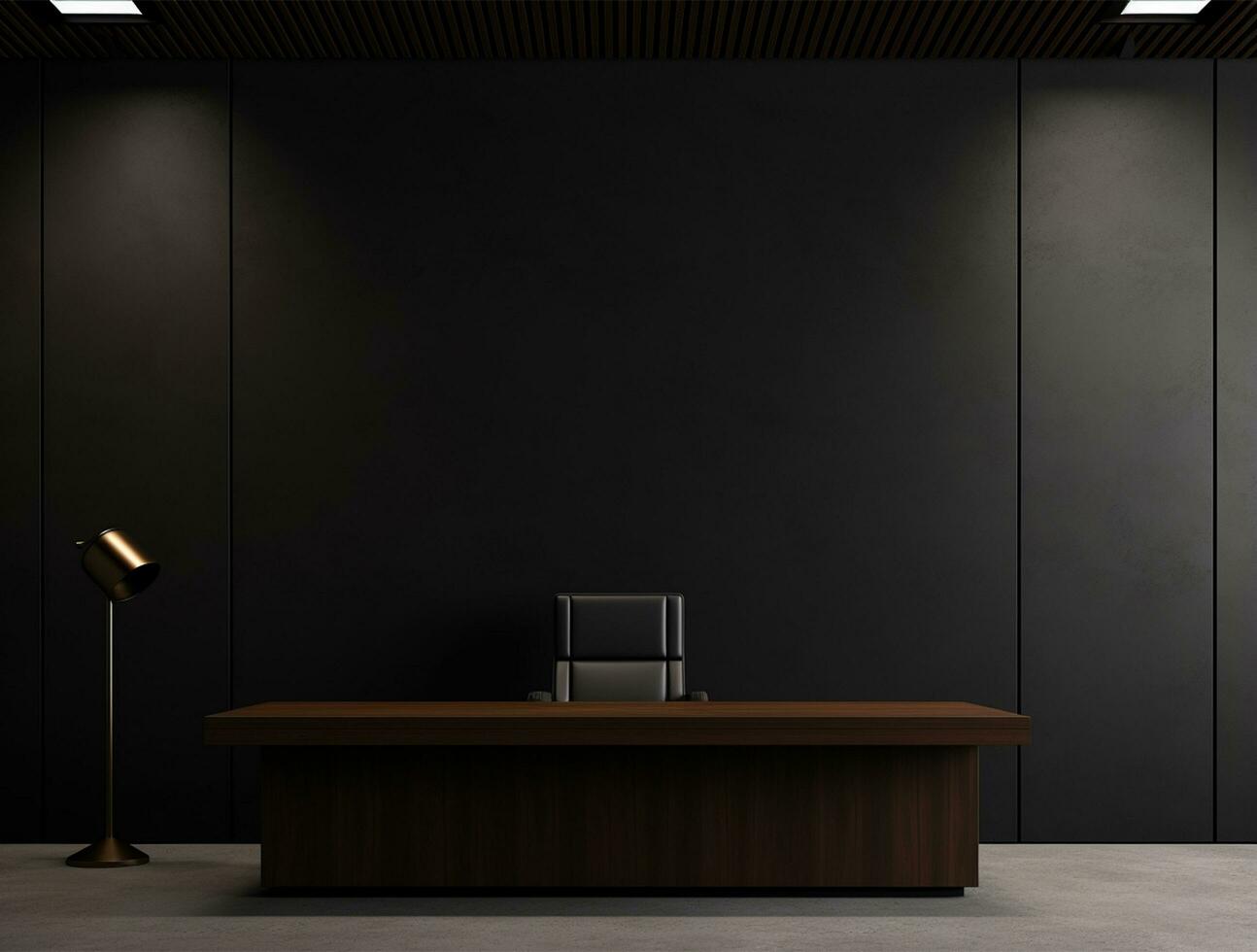 Empty modern interior dark office wall background front view Ai generated photo