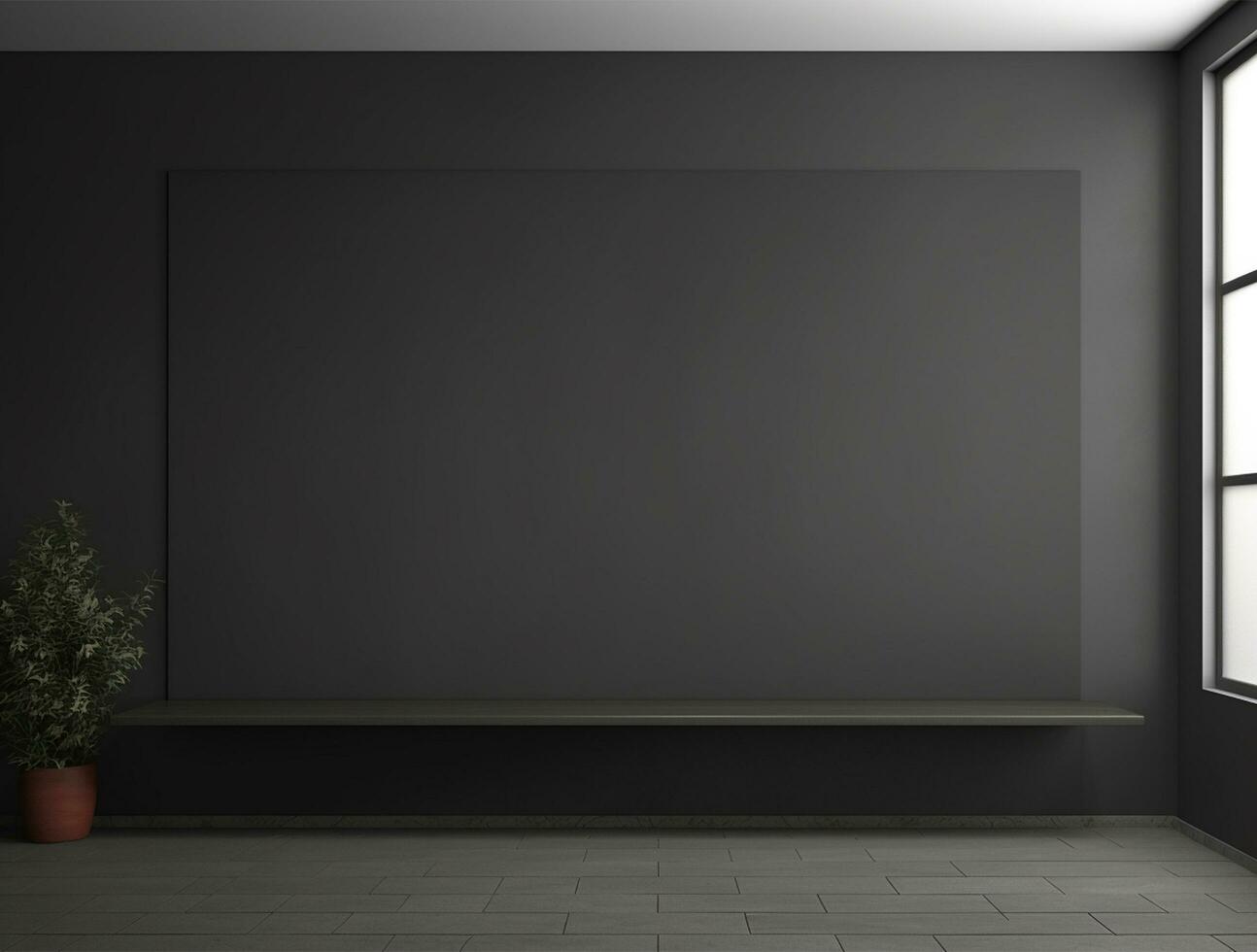 Empty modern interior dark office wall background front view Ai generated photo