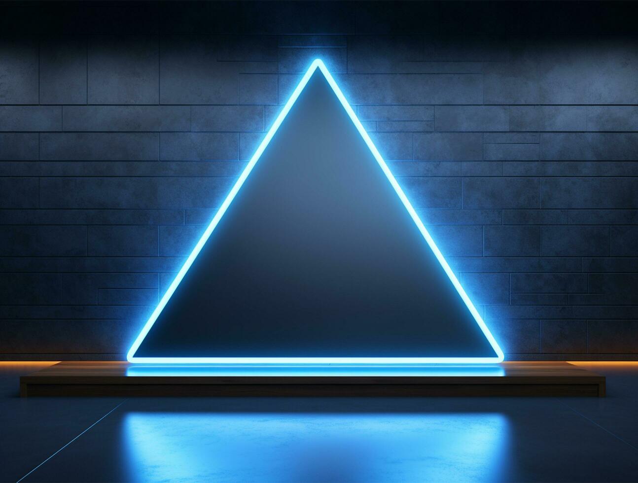 Empty blue neon light modern interior wall background front view Ai generated photo