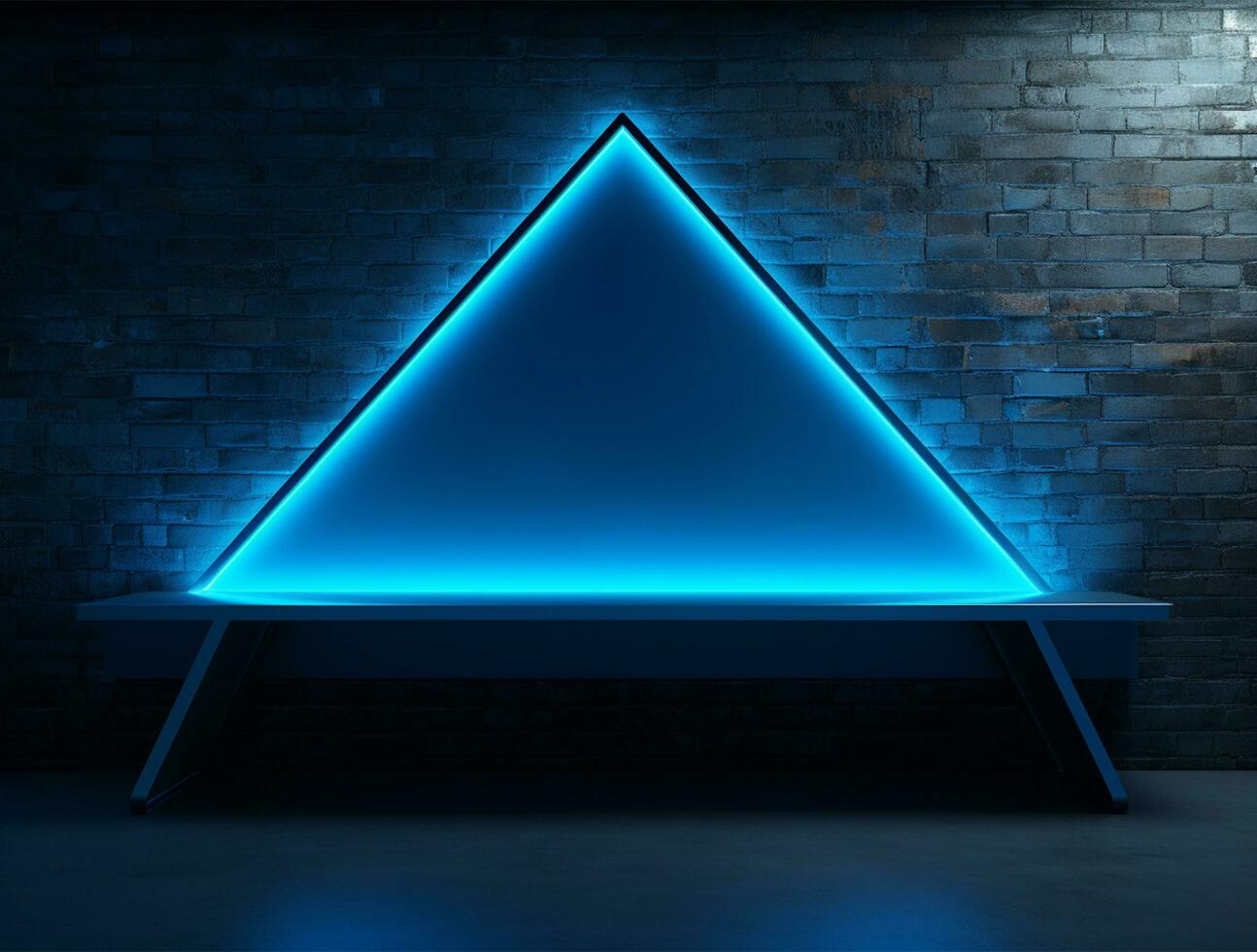 Empty blue neon light modern interior wall background front view Ai generated photo