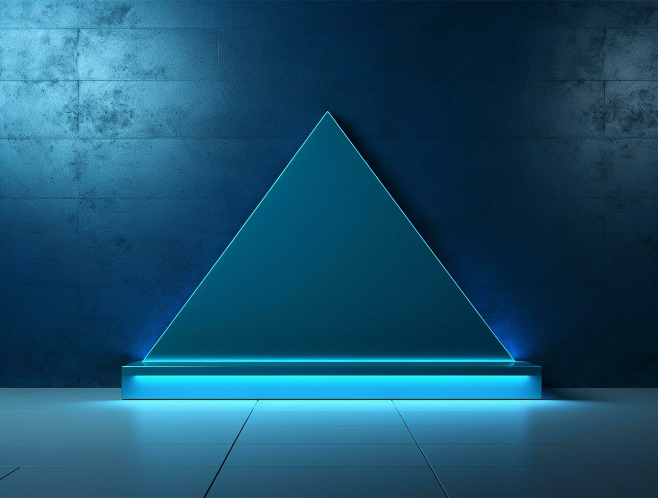 Empty blue neon light modern interior wall background front view Ai generated photo