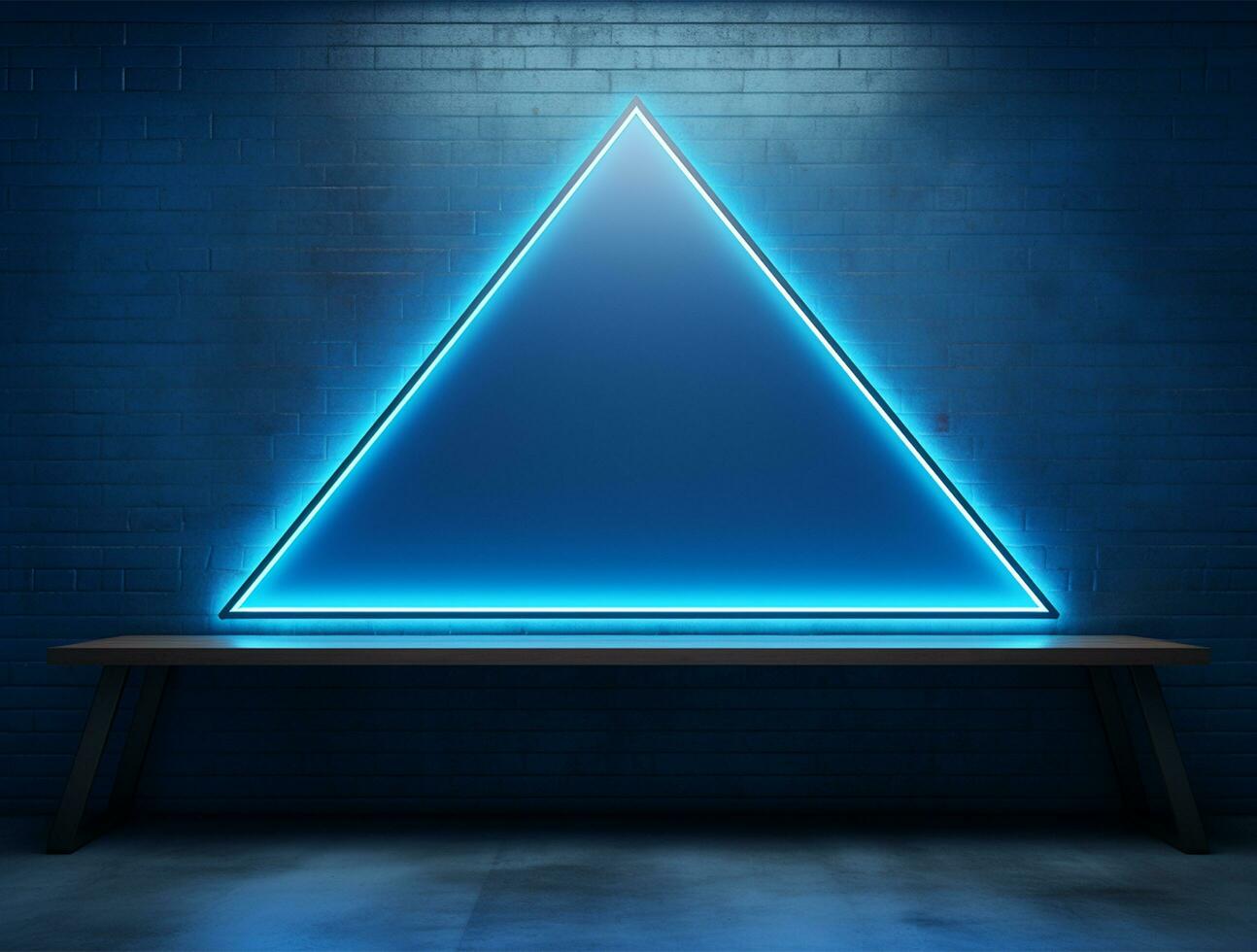 Empty blue neon light modern interior wall background front view Ai generated photo