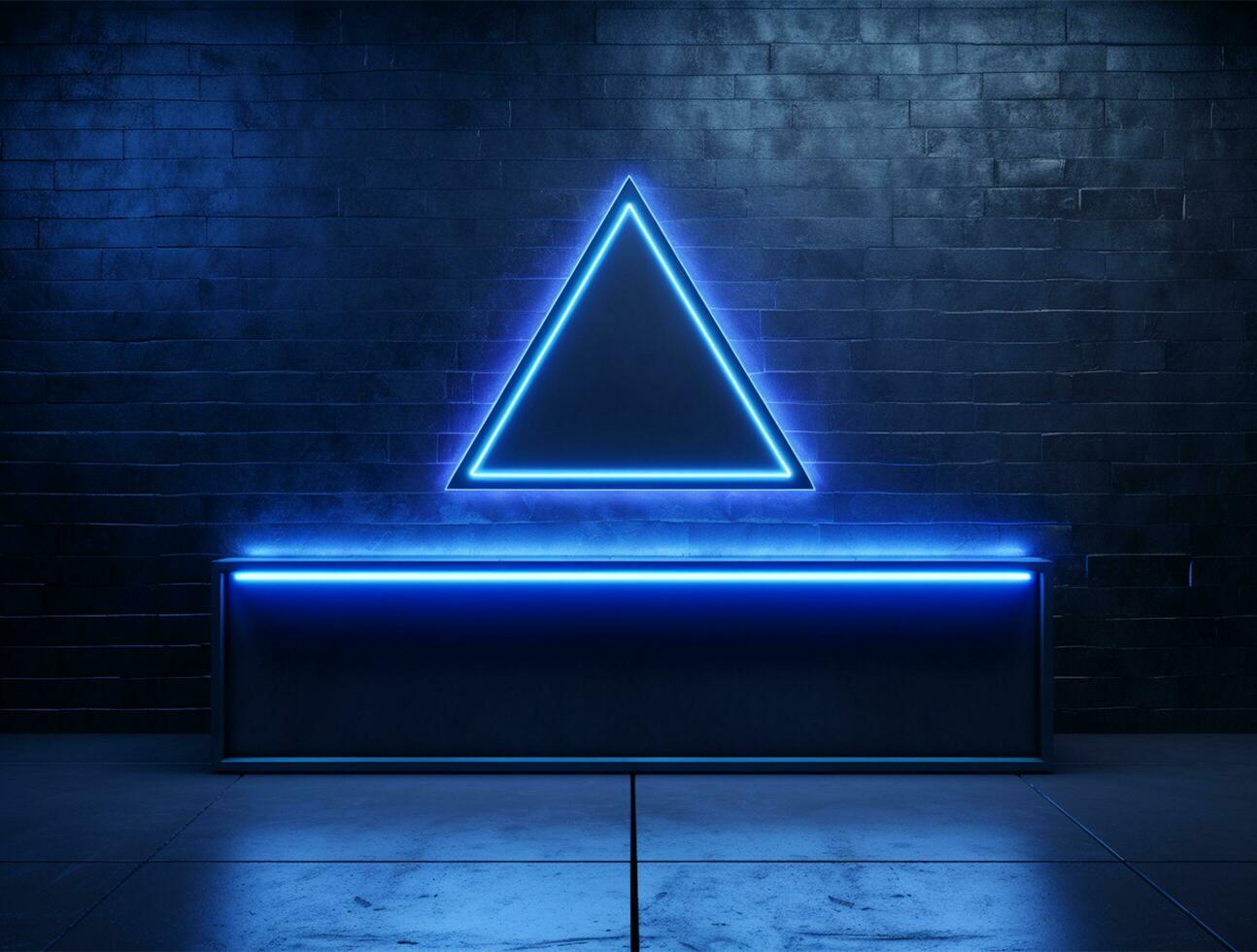 Empty 3d base neon light modern interior wall background front view Ai generated photo