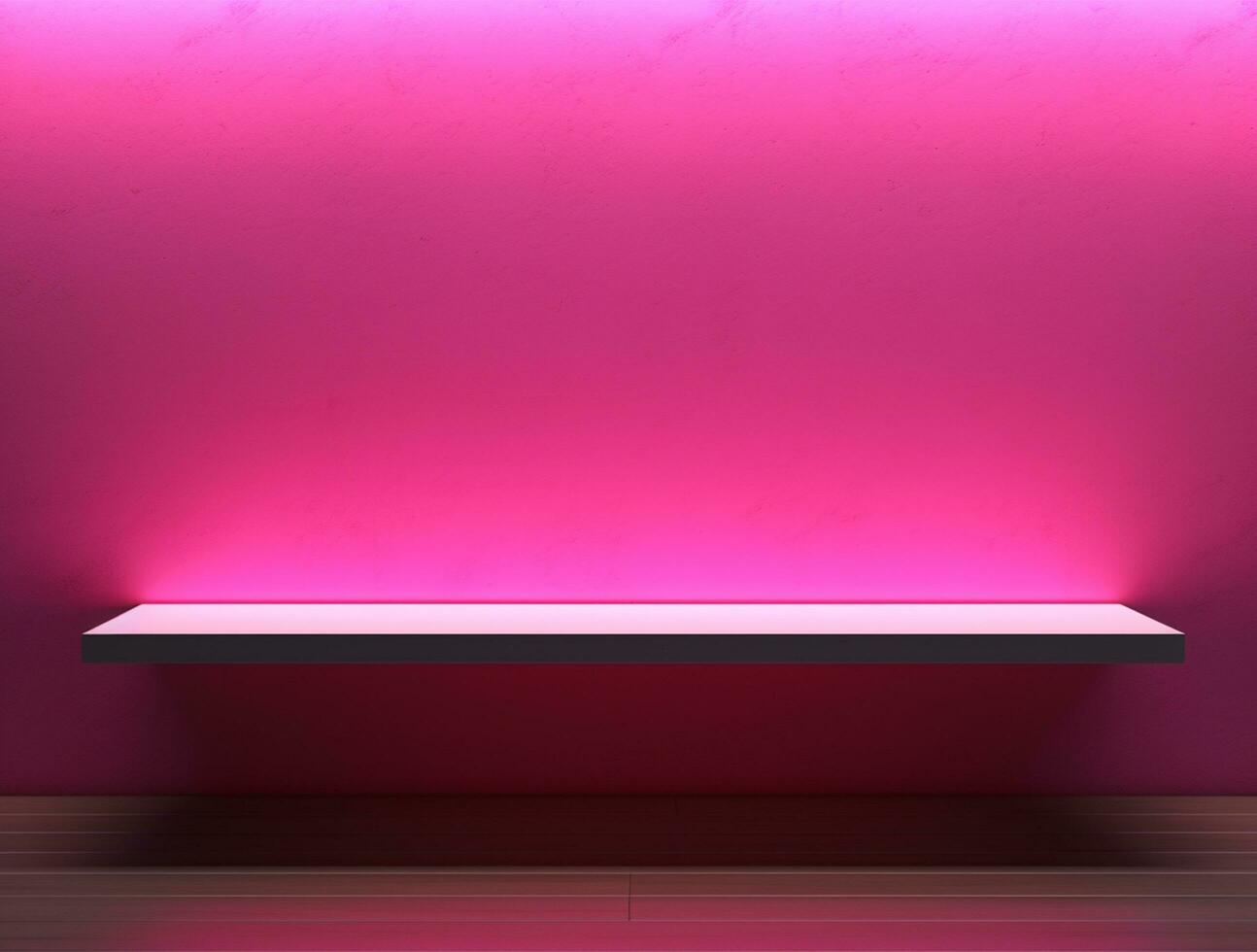 Empty 3d base neon light modern interior wall background front view Ai generated photo