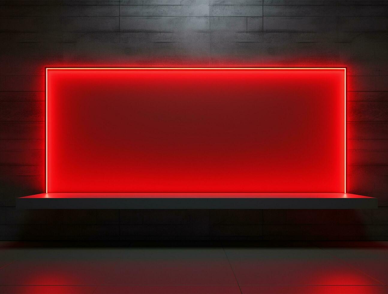 Empty 3d base neon light modern interior wall background front view Ai generated photo