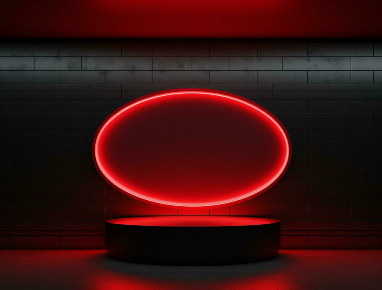 Empty 3d base neon light modern interior wall background front view Ai generated photo