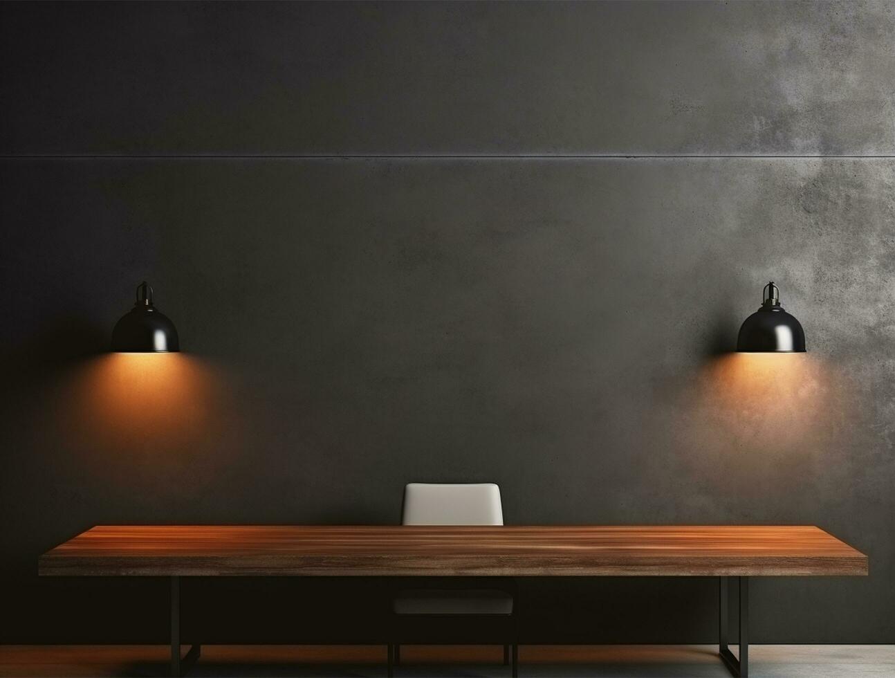 Empty 3d base neon light modern interior wall background front view Ai generated photo