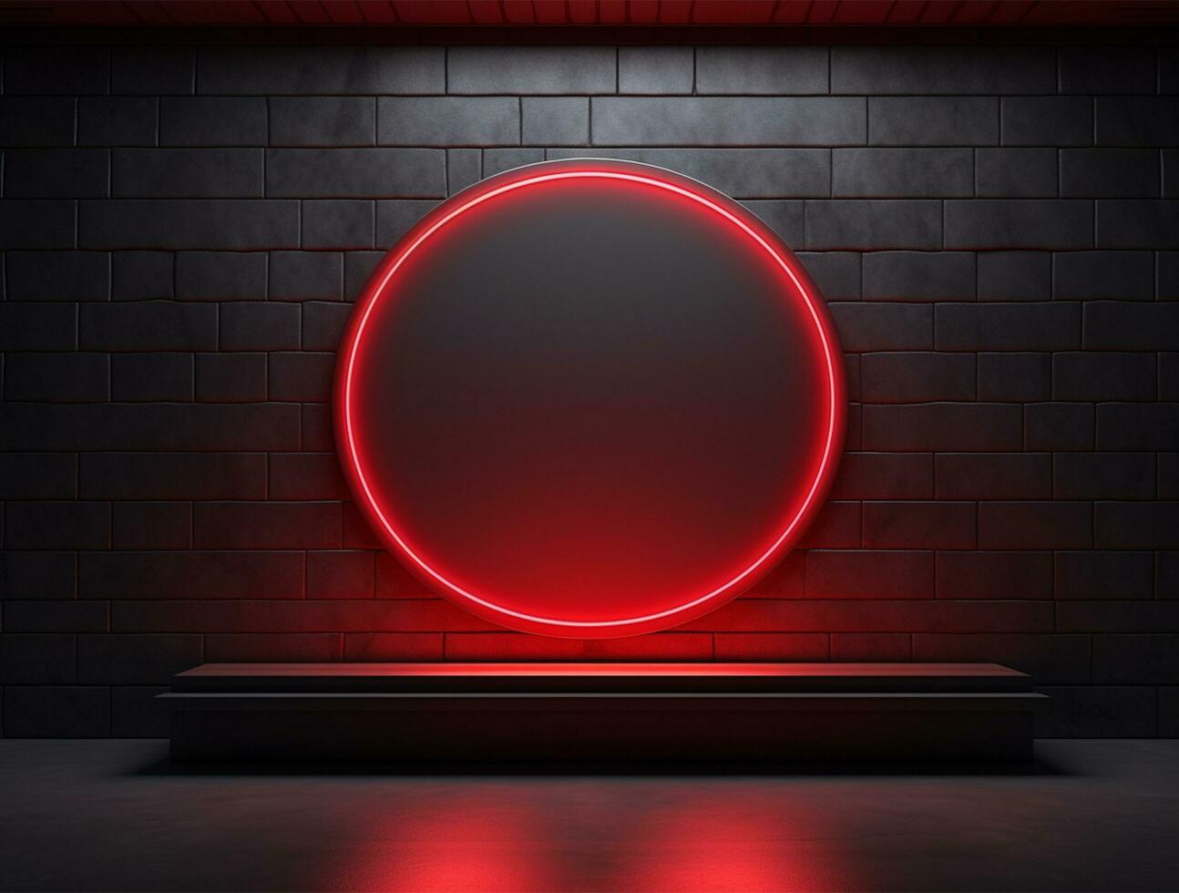 Empty 3d base neon light modern interior wall background front view Ai generated photo
