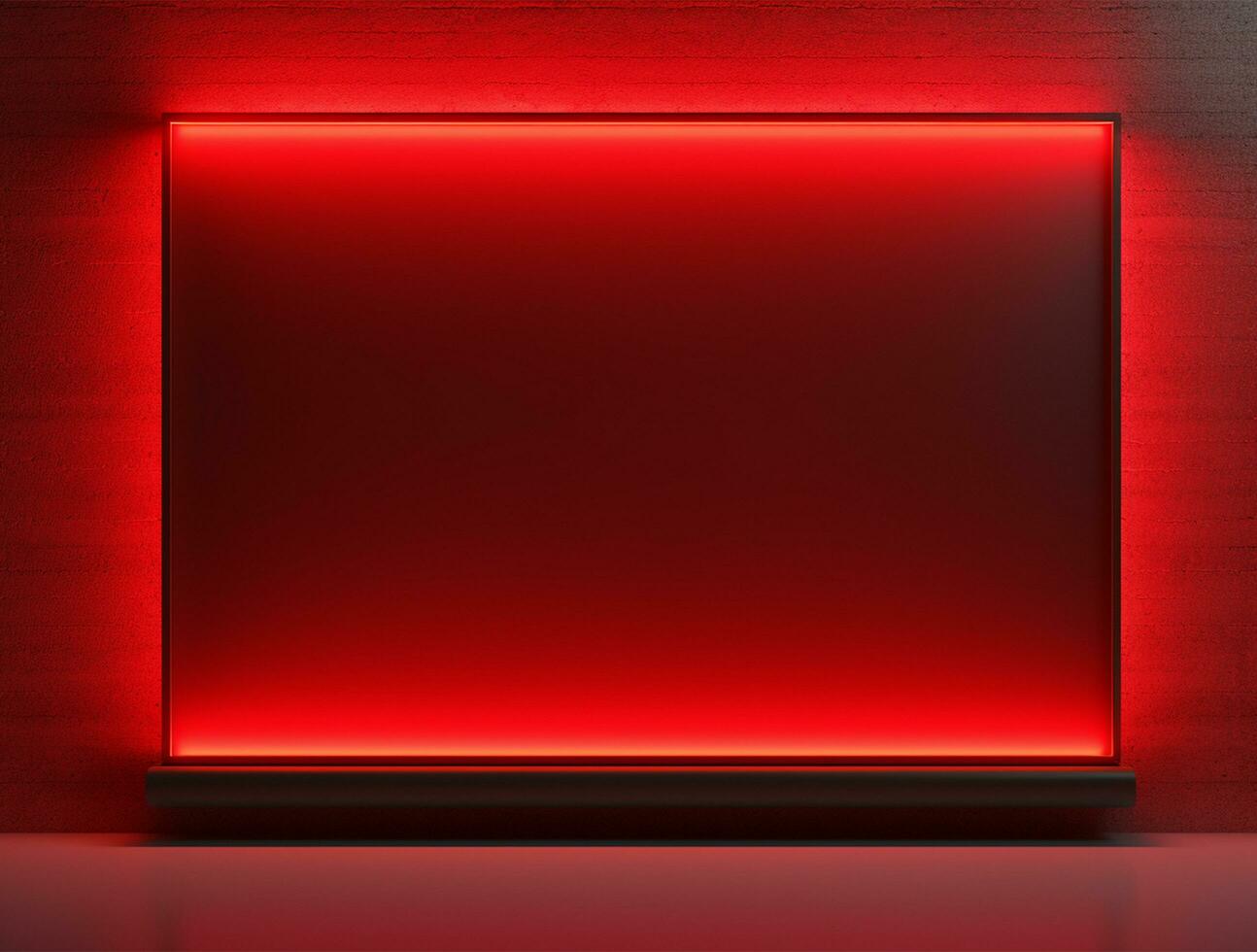 Empty 3d base neon light modern interior wall background front view Ai generated photo