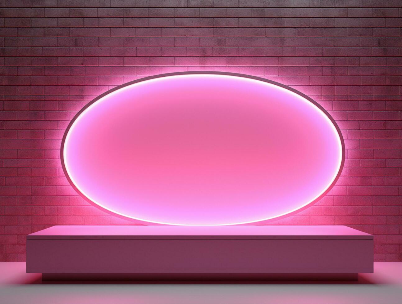 Empty neon light modern interior wall background front view Ai generated photo